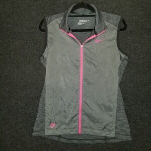 Nike Golf Vest Med Hyperflight Tour Performance Dri-Fit Full Zip Gray Pink
